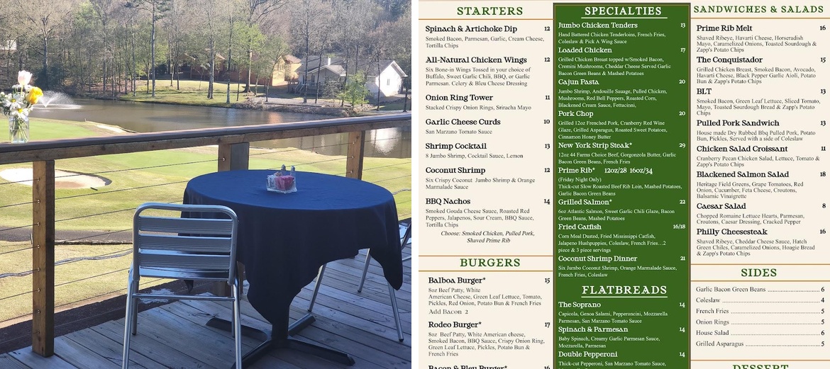 Balboa Club Restaurant Menu